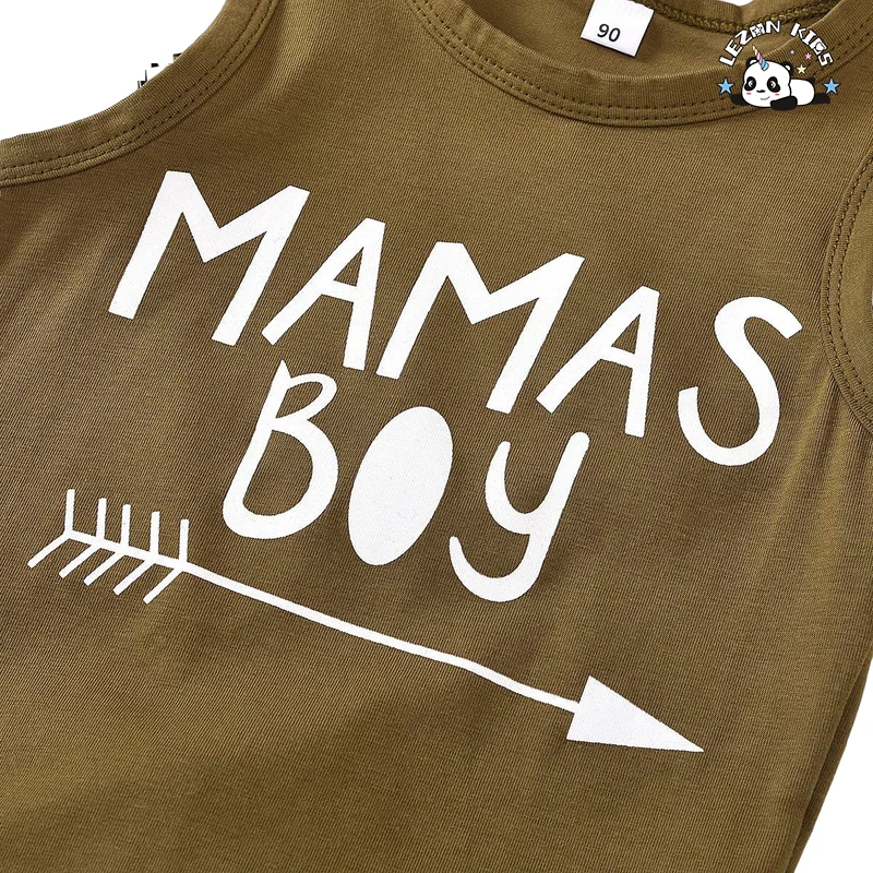 LEZONKIDS - Customized New Boys Fashion Suit Sleeveless Printed Knitted Top Denim Shorts Casual Boys Clothing Sets